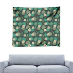 Frogs And Water Lilies Pattern Print Tapestry