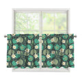Frogs And Water Lilies Pattern Print Tier Curtains