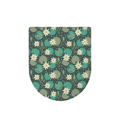 Frogs And Water Lilies Pattern Print Toilet Lid Cover