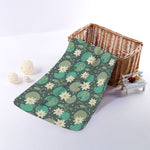 Frogs And Water Lilies Pattern Print Towel