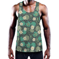 Frogs And Water Lilies Pattern Print Men's Workout Tank Top