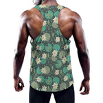 Frogs And Water Lilies Pattern Print Training Tank Top