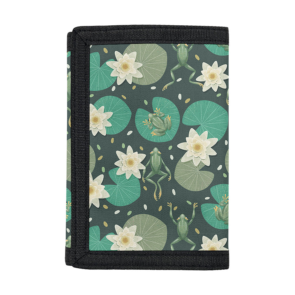 Frogs And Water Lilies Pattern Print Trifold Wallet