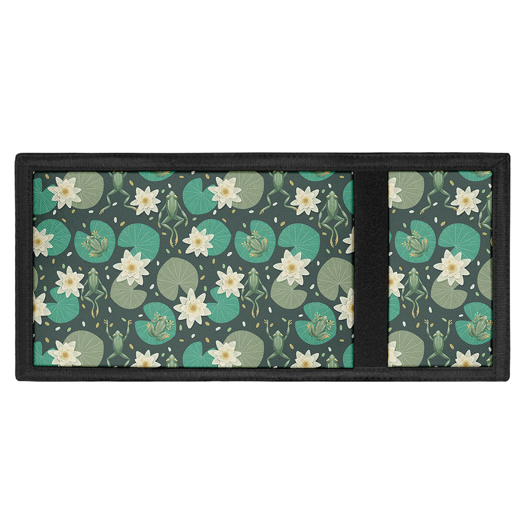 Frogs And Water Lilies Pattern Print Trifold Wallet