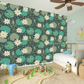 Frogs And Water Lilies Pattern Print Wall Sticker