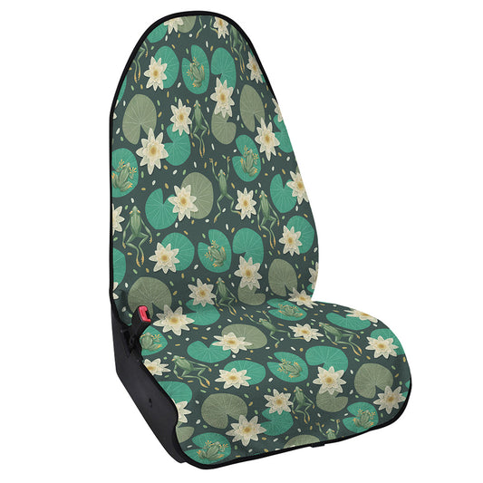 Frogs And Water Lilies Pattern Print Waterproof Car Seat Cover
