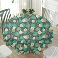 Frogs And Water Lilies Pattern Print Waterproof Round Tablecloth