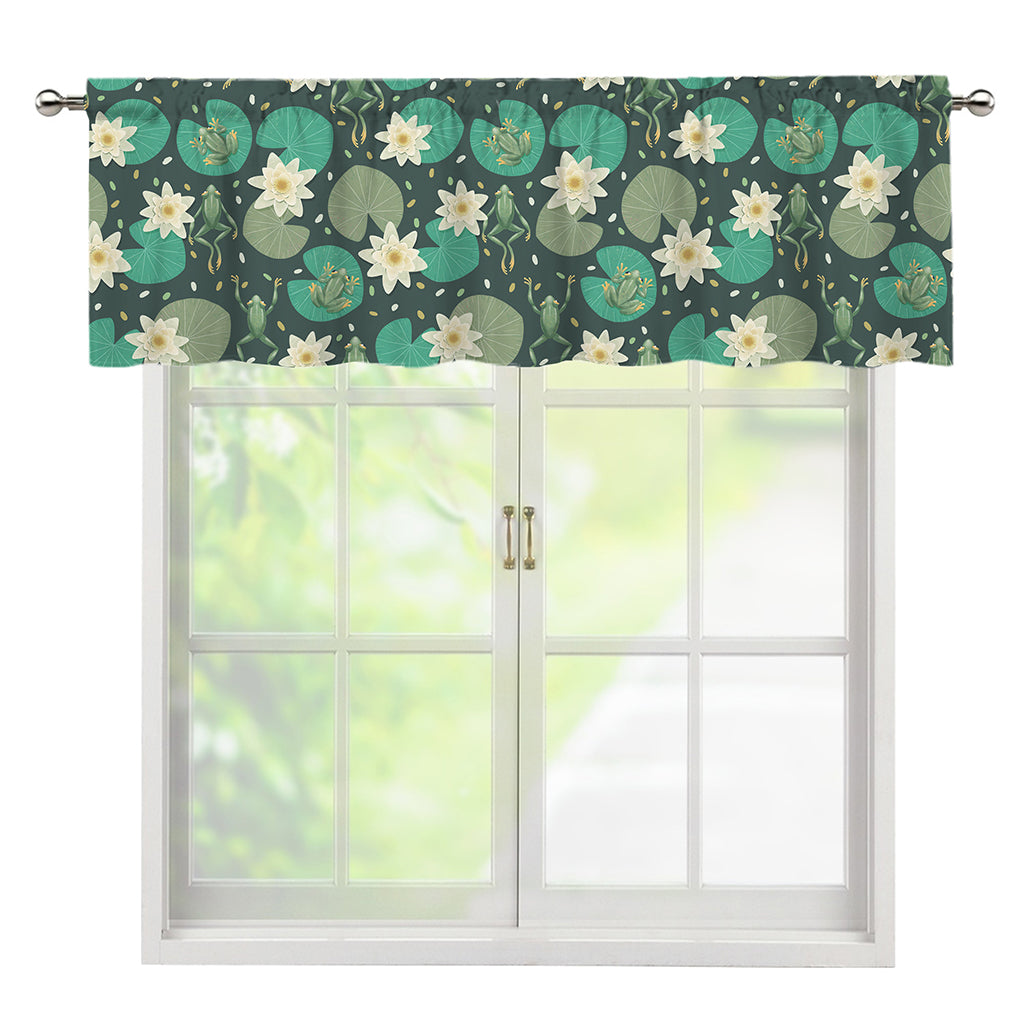 Frogs And Water Lilies Pattern Print Window Valance