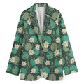 Frogs And Water Lilies Pattern Print Women's Blazer