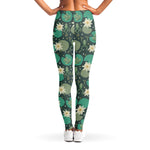 Frogs And Water Lilies Pattern Print Women's Leggings