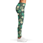 Frogs And Water Lilies Pattern Print Women's Leggings