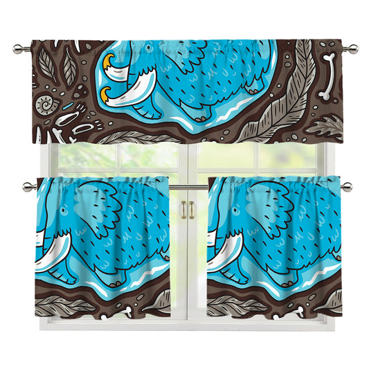 Frozen Mammoth And Fossil Print 3 Piece Kitchen Curtains