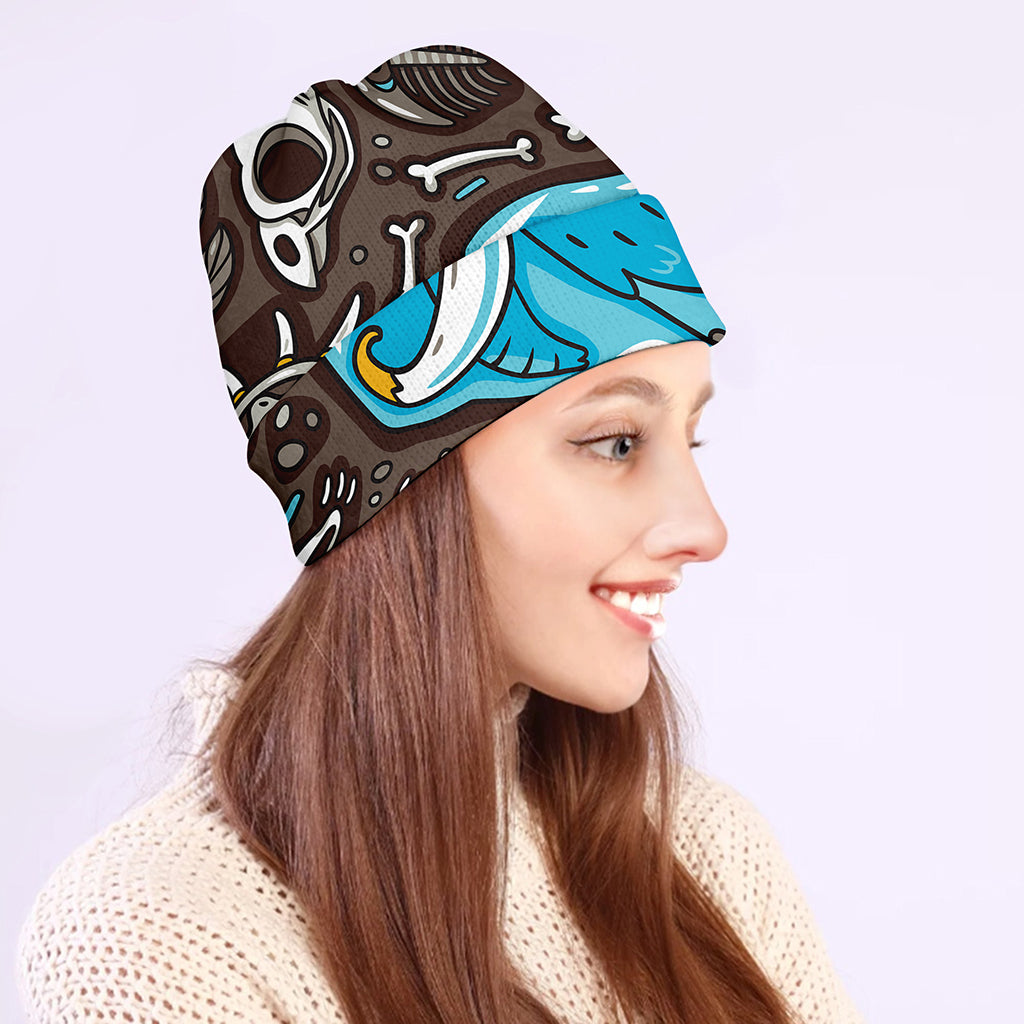 Frozen Mammoth And Fossil Print Beanie