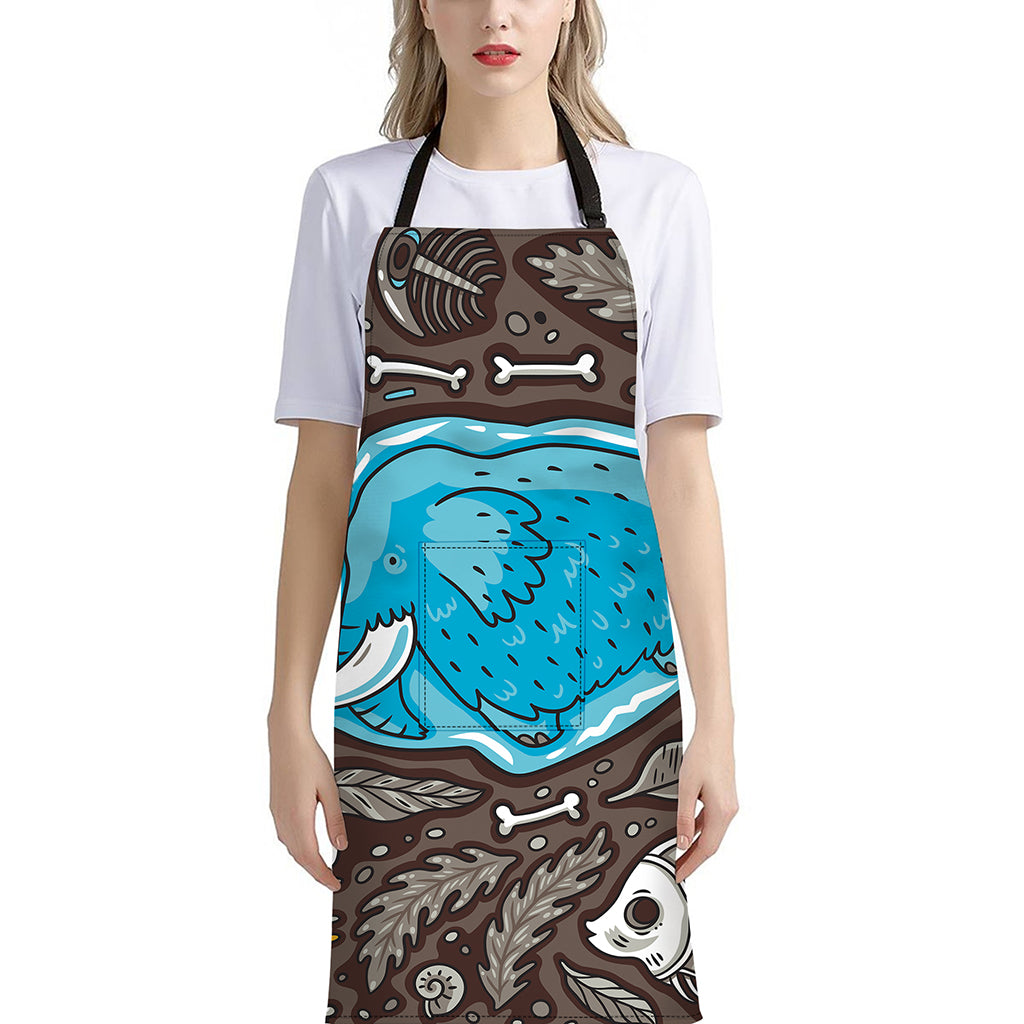 Frozen Mammoth And Fossil Print Bib Apron With Pocket