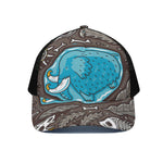Frozen Mammoth And Fossil Print Black Mesh Trucker Cap