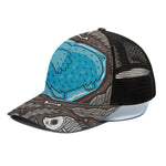 Frozen Mammoth And Fossil Print Black Mesh Trucker Cap