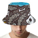 Frozen Mammoth And Fossil Print Bucket Hat