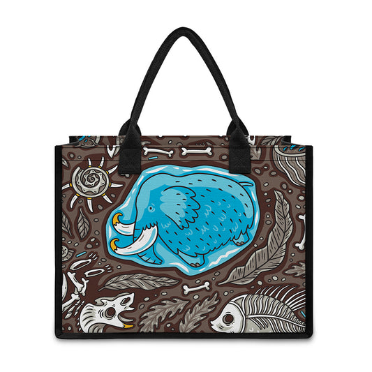 Frozen Mammoth And Fossil Print Canvas Tote Bag