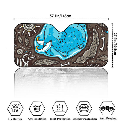Frozen Mammoth And Fossil Print Car Windshield Sun Shade