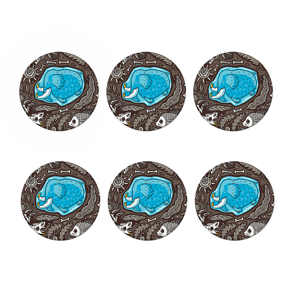 Frozen Mammoth And Fossil Print Coaster Set