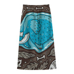 Frozen Mammoth And Fossil Print Cotton Front Slit Maxi Skirt