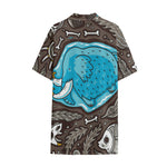 Frozen Mammoth And Fossil Print Cotton Hawaiian Shirt