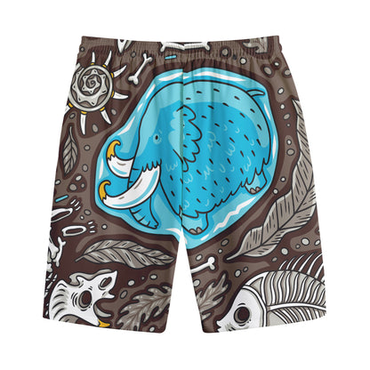 Frozen Mammoth And Fossil Print Cotton Shorts