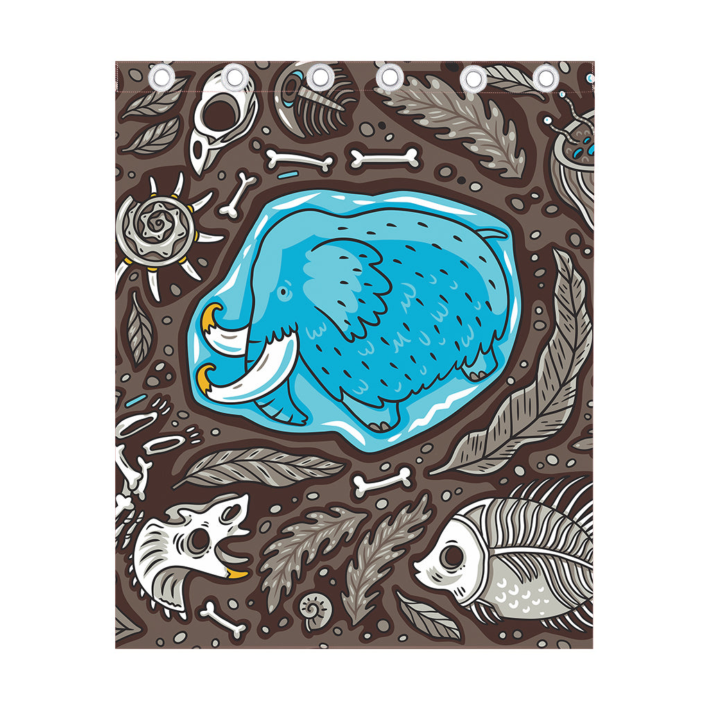 Frozen Mammoth And Fossil Print Curtain