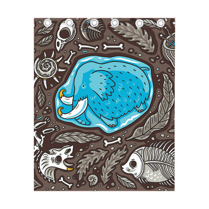 Frozen Mammoth And Fossil Print Curtain