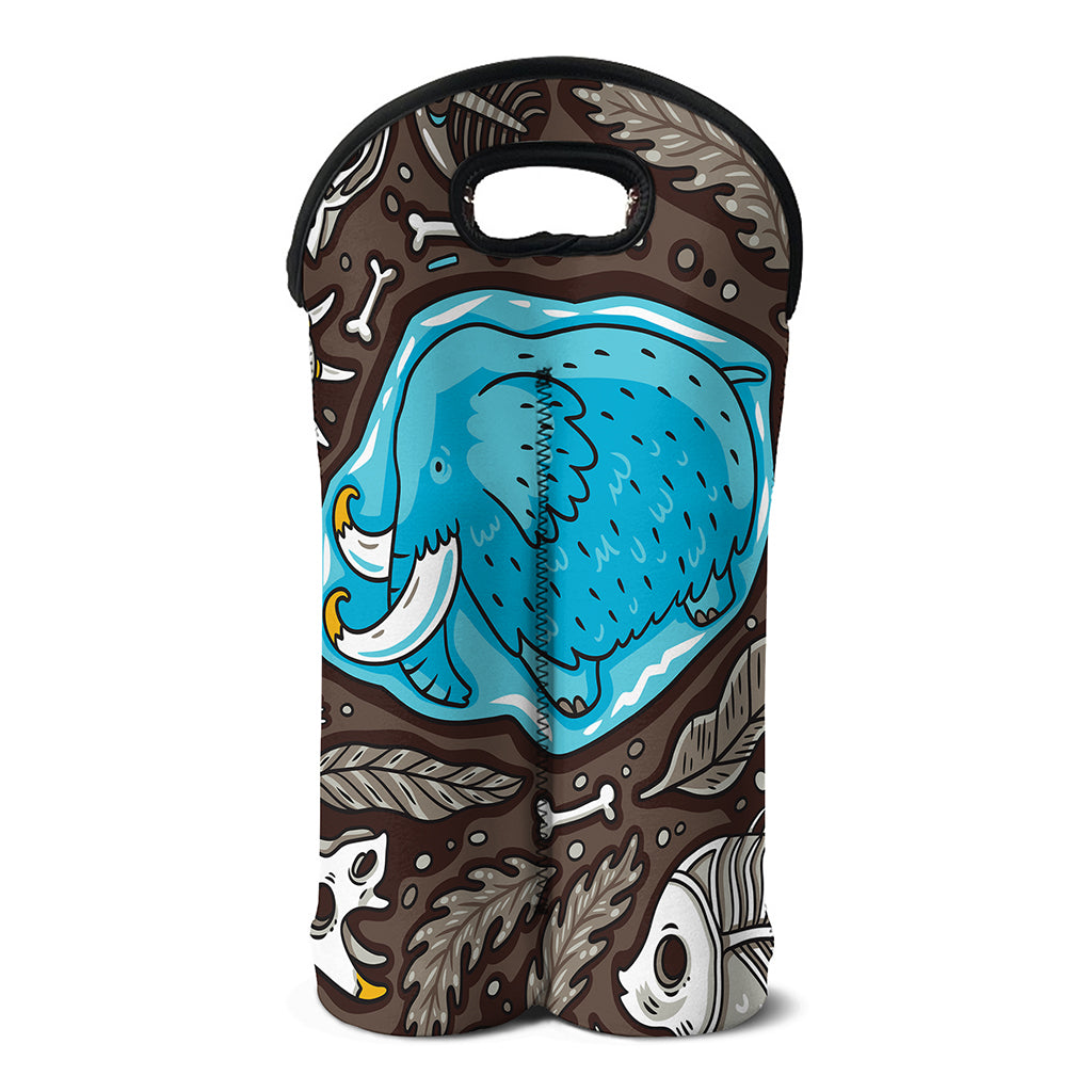 Frozen Mammoth And Fossil Print Double Neoprene Wine Tote