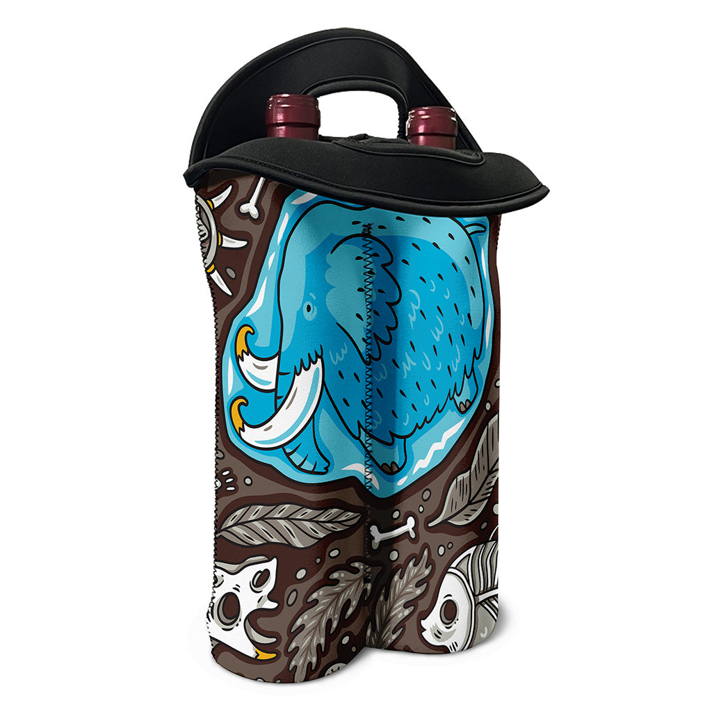 Frozen Mammoth And Fossil Print Double Neoprene Wine Tote