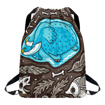 Frozen Mammoth And Fossil Print Drawstring Backpack