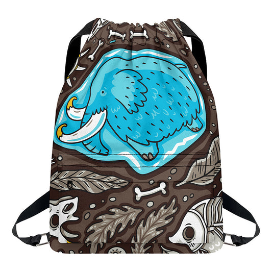 Frozen Mammoth And Fossil Print Drawstring Backpack