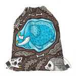 Frozen Mammoth And Fossil Print Drawstring Bag