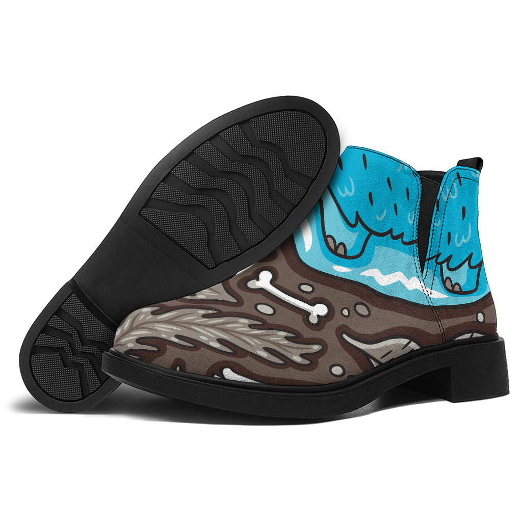 Frozen Mammoth And Fossil Print Flat Ankle Boots