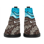 Frozen Mammoth And Fossil Print Flat Ankle Boots