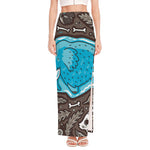 Frozen Mammoth And Fossil Print High Slit Maxi Skirt