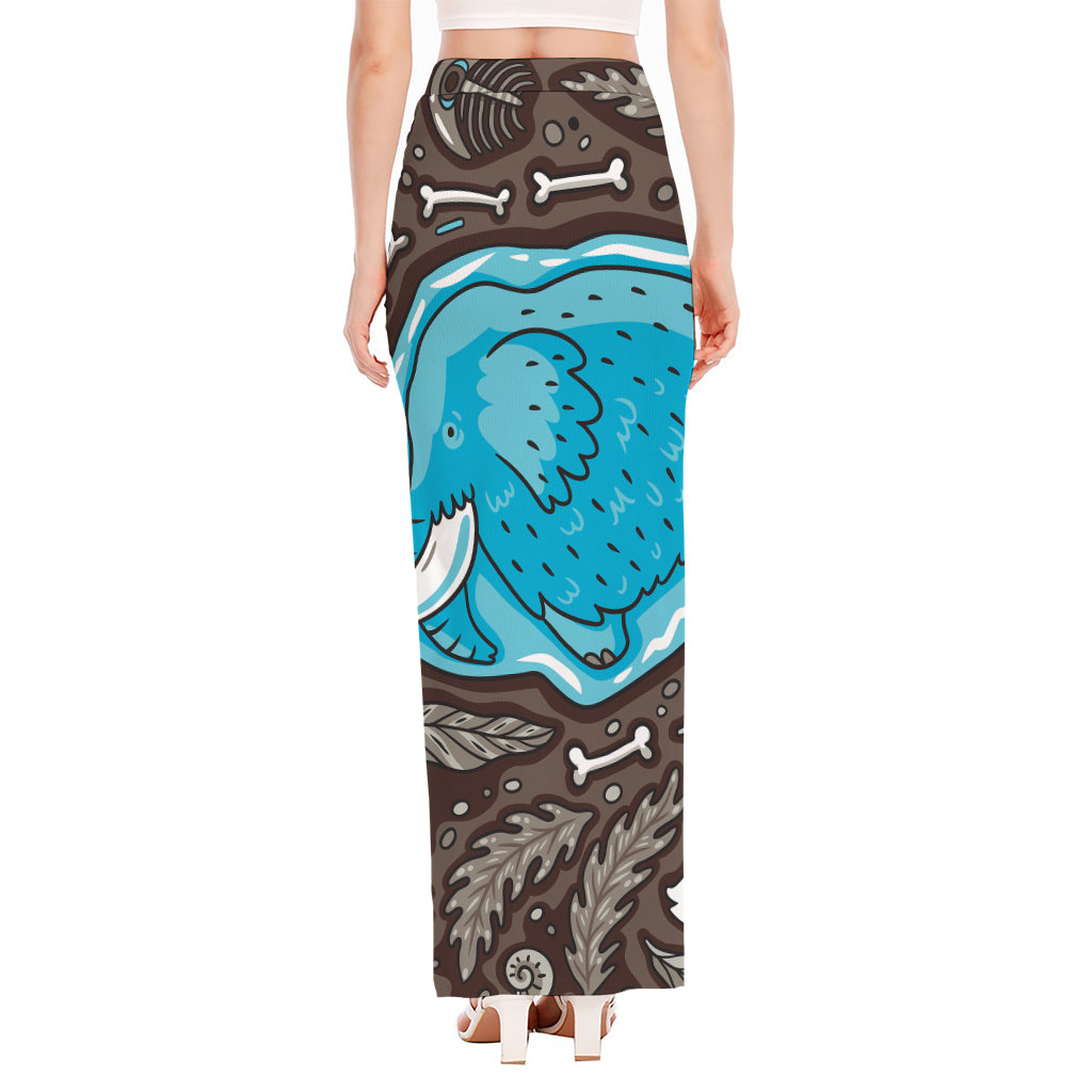 Frozen Mammoth And Fossil Print High Slit Maxi Skirt