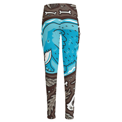 Frozen Mammoth And Fossil Print High-Waisted Pocket Leggings