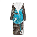 Frozen Mammoth And Fossil Print Hooded Bathrobe