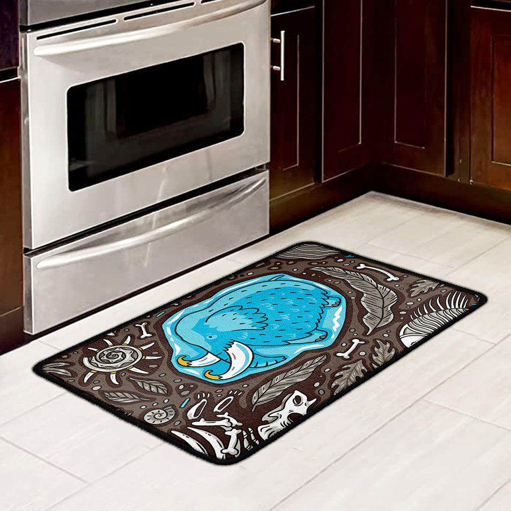Frozen Mammoth And Fossil Print Kitchen Mat