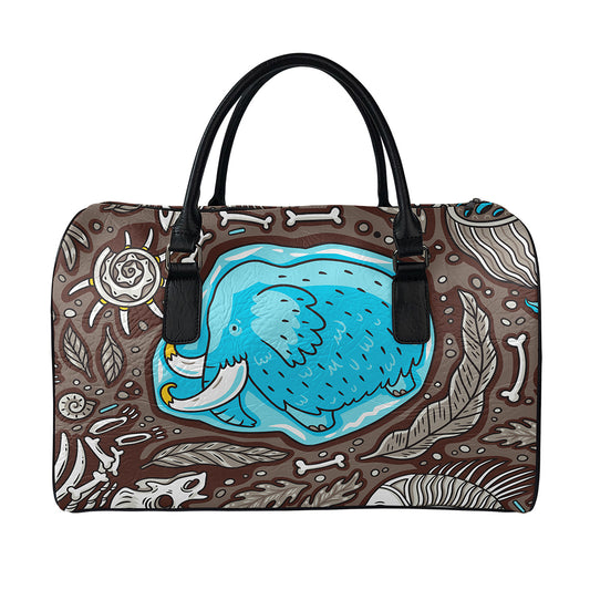 Frozen Mammoth And Fossil Print Leather Duffle Bag