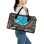 Frozen Mammoth And Fossil Print Leather Duffle Bag