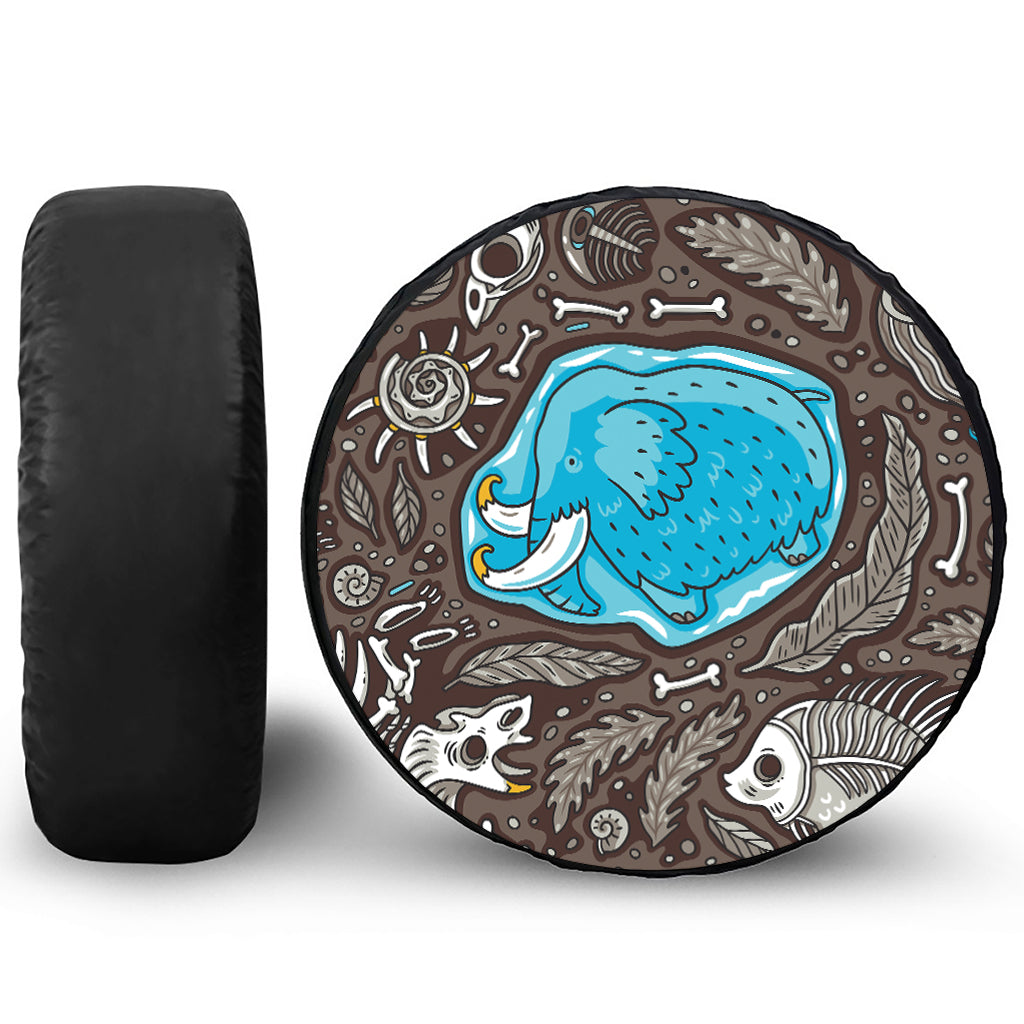 Frozen Mammoth And Fossil Print Leather Spare Tire Cover