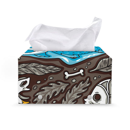 Frozen Mammoth And Fossil Print Leather Tissue Box Cover
