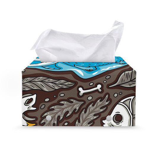 Frozen Mammoth And Fossil Print Leather Tissue Box Cover