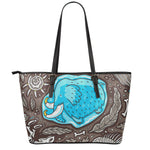 Frozen Mammoth And Fossil Print Leather Tote Bag