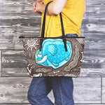 Frozen Mammoth And Fossil Print Leather Tote Bag
