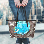 Frozen Mammoth And Fossil Print Leather Tote Bag