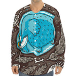 Frozen Mammoth And Fossil Print Long Sleeve Baseball Jersey